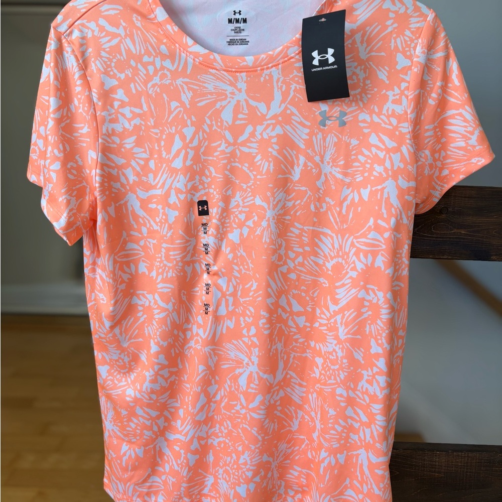 Under Armour Orange and White T-Shirt